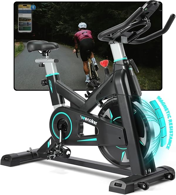 [2026 Aktualisierte]WENOKER Heimtrainer,Magnetwiderstand Stationäres Fahrrad für Zuhause,Indoor Bike mit Flüsterleise,Schweres Schwungrad und Verbesserter LCD-Monitor