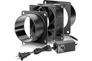 WDERAIR 80mm x 38mm 3 Inch Air Vent Duct Booster Adjustable Speed Fan with 2 Duct Adapters for DIY Grow Tent Attic Hydroponics Ventilation Soldering Fume Extractor-D8038