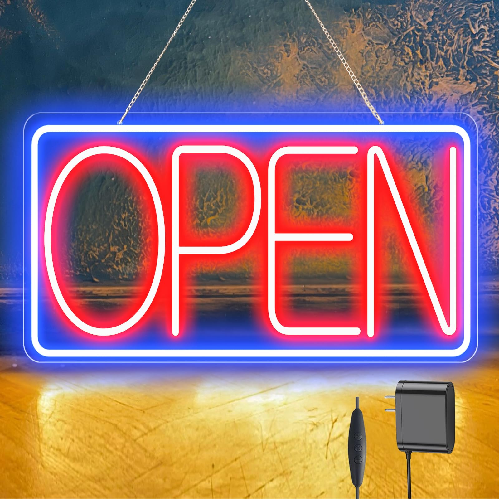 Photo 1 of (functional) Led Neon Open Signs for Business,16.5"X 9" Ultra Bright Open Signs, Powered by 12V/2A AC Adapter, 6 Levels Adjustable Bright Led Neon Open Sign for Bar Salon Coffee Stores Club Hotel (Horizontal)