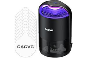 CAGVG Fly Trap Indoor, Fruit Fly Traps for Indoors Flying Insect Gnat Traps for House Indoor with Adjustable Lighting, Bug Zapper Indoor, Gnat Killer Catcher with 10 Refills （Black）