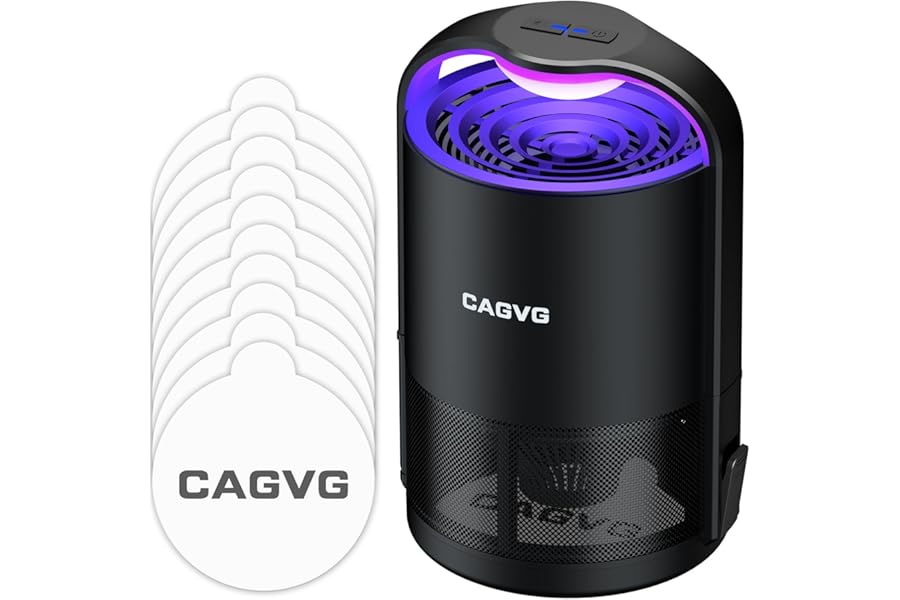CAGVG Fly Trap Indoor, Fruit Fly Traps for Indoors Flying Insect Gnat Traps for House Indoor with Adjustable Lighting, Bug Zapper Indoor, Gnat Killer Catcher with 10 Refills （Black）