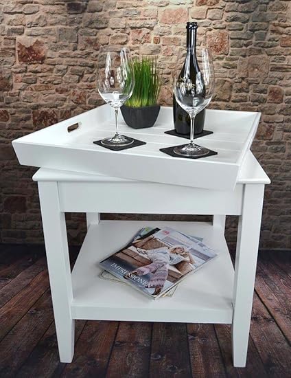 Livitat® Tabletttisch 50 x 50 cm Beistelltisch Tablett Couchtisch Landhaus LV4050