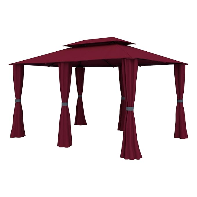 paramondo Comfort Gartenpavillon 100 Prozent wasserdicht, 4 x 3m inkl. Seitenwänden, Bordeaux