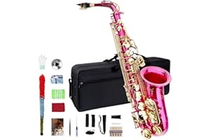 MEPERG Eb Alto Saxophone - Student & Adult Beginner Sax, Pink