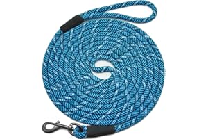 Mycicy Long Rope Leash for Dog Training 12, 15, 22, 30, 50, 75, 100ft Check Cord Recall Agility Lead Tie-Out Dog Line for Large Medium Small Dogs, Great for Outdoor, Camping, or Backyard