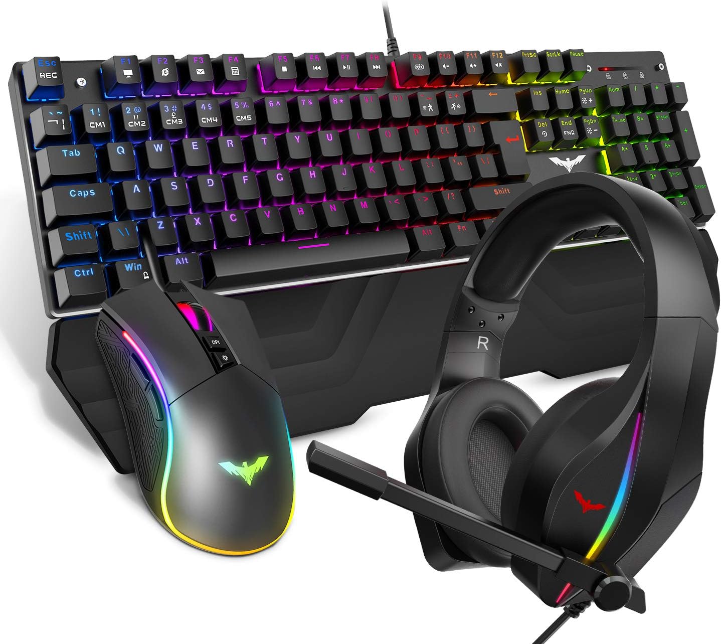 havit [3 en 1] Juego combinado de auriculares con teclado ...