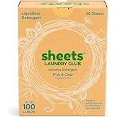 Sheets Laundry Club Detergent Sheets, Fragrance Free, up to 100 Loads | Eco-Friendly, Hypoallergenic, Septic-Safe &amp; Plastic-Free; Quick-Dissolving Liquidless Formula from Sheets Laundry Club