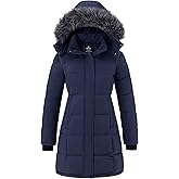 wantdo Women's Waterproof Winter Coat Warm Long Puffer Jackets with Faux Fur Hood Thicken Parka