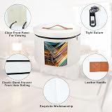 Les-Theresa White Felt Hat Storage Box 15.7"x9.8" Round Foldable Hat Carrier view 3
