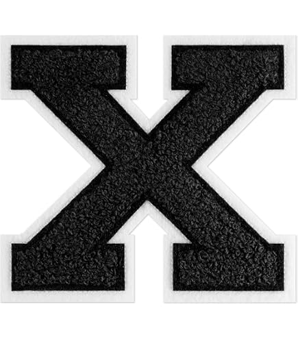 Chenille Stitch Varsity Alphabet Iron-On Patch - 4.5 Inch Letter X, Golden Yellow/Black - View #5