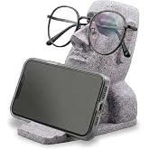 Glasses Holder for Nightstand, Funny Moai Glasses Stand and Phone Holder