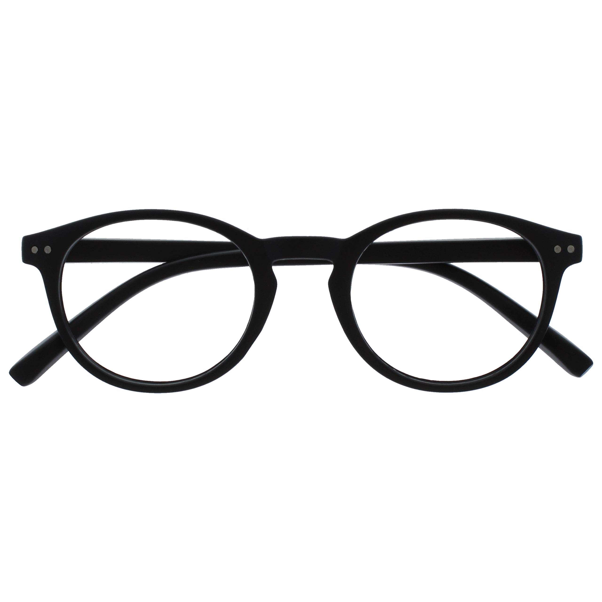 OPULIZE Zen Reading Glasses Cool Round Frame Spring Hinges Scratch Resistant Matt Black Mens Womens R24-1 +1.00