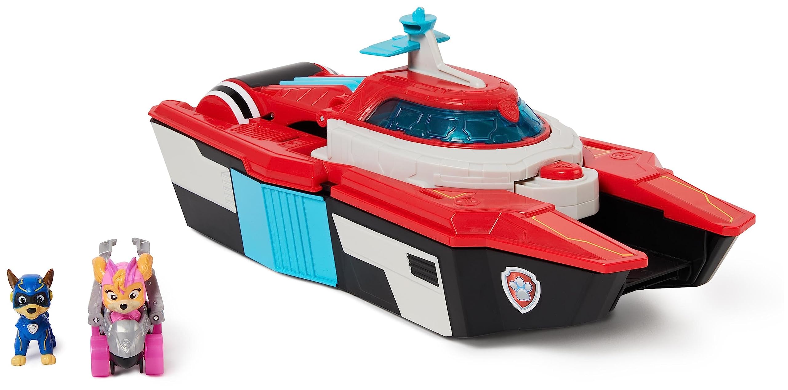 PAW PATROL: The Mighty Movie Film, Pup Squad Mini Marine Headquarters Playset with Skye Toy Car and Chase Toy Figure, Toy Suitable for Children from 3 Years