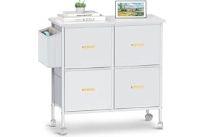 Zvivofla Mobile Storage Cabinet with Wheels, Storage Organizer with 4 Fabric Drawers, Storage Tower Drawers Chest for Bedroom, Living Room, Entryway, Hallway, Dorm, Home Office (White)
