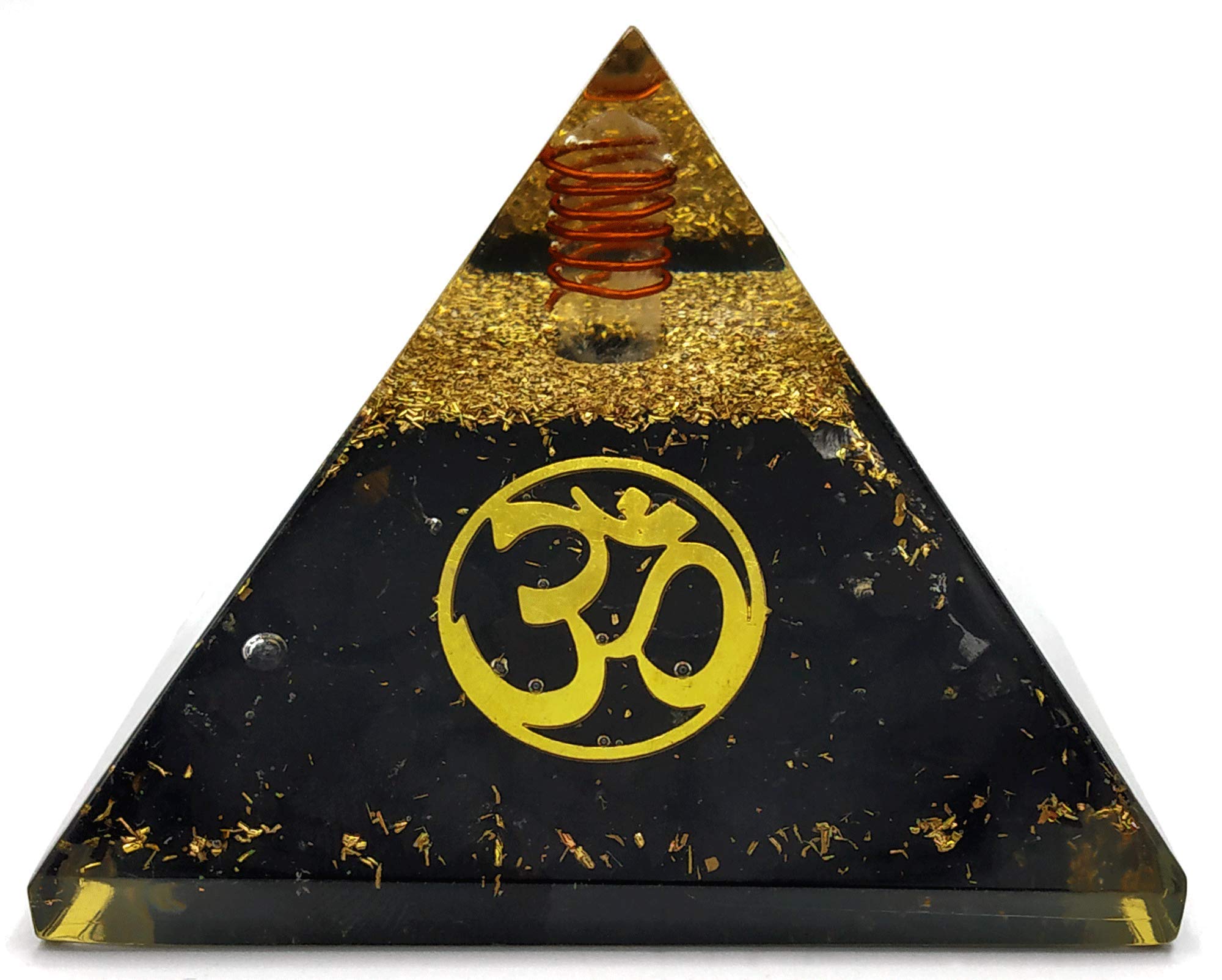 NewAgeHealings Shungite Crystal Orgonite Pyramids with OM Symbol | Organite Crystal Pyramids for Positive Energy (Organite Pyramid EMF Protection)