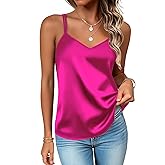 Zeagoo Silk Camisole Tops for Women 2026 V Neck Satin Tank Top Spaghetti Strap Cross Back Sleeveless Summer Blouses