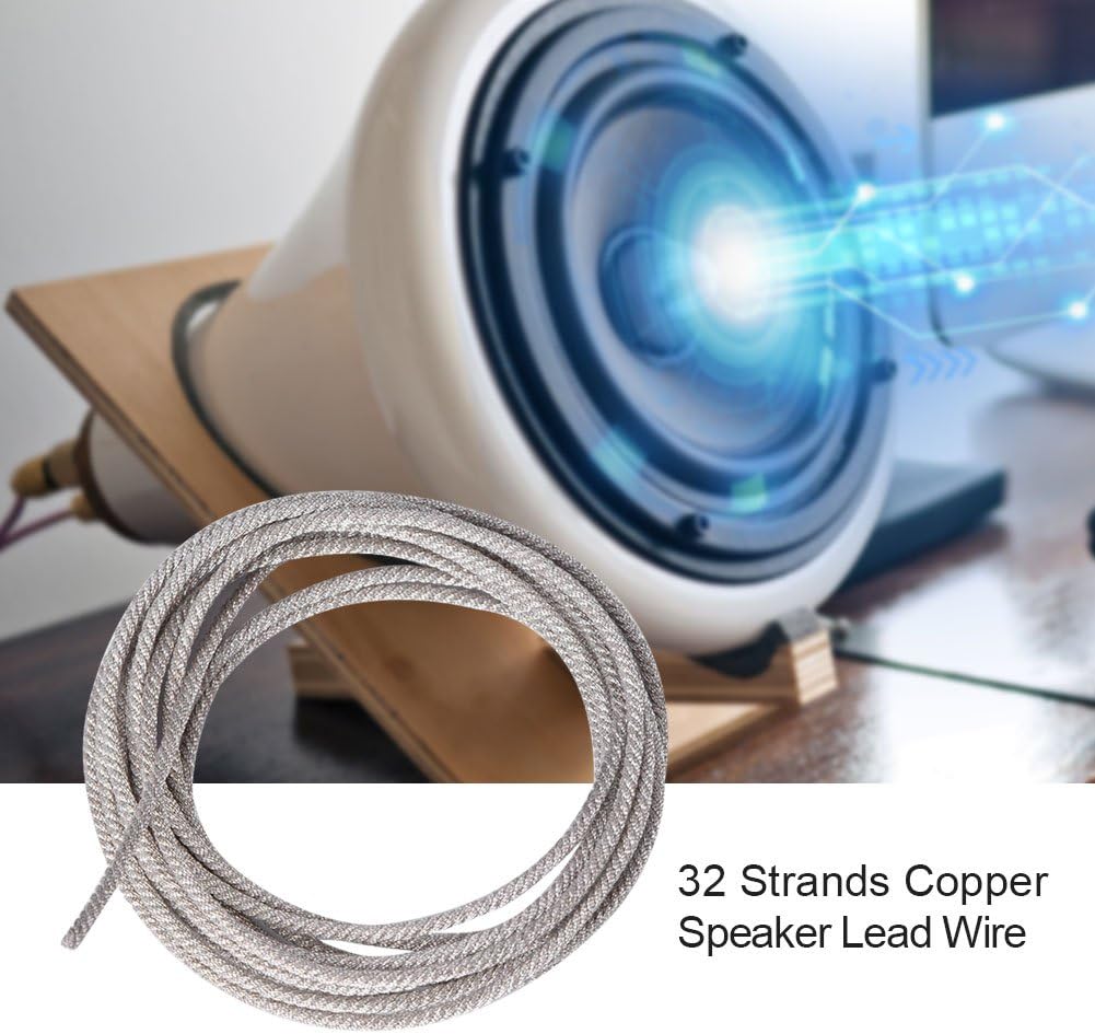 Zer one 32 Strands Silver Plated Speaker Wire Leads High Temperature Resistant Twisted Copper Subwoofer Wire Cable Repair(2M): Electronics