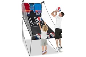 SPORFIT Electronic Basketball Arcade Game, Dual Shot Basketball Game Machine with 8 Game Modes, 4 Inflatable Balls, Air Pump,
