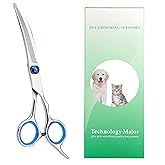 Cat Dog Grooming Scissors, Pet Grooming Scissor with Safety Round Tip, Stainless Steel Dog Cat Grooming Shears (Down Curved S