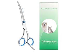 Cat Dog Grooming Scissors, Pet Grooming Scissor with Safety Round Tip, Stainless Steel Dog Cat Grooming Shears (Down Curved S