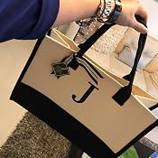E Initial Canvas Tote | Mud Pie