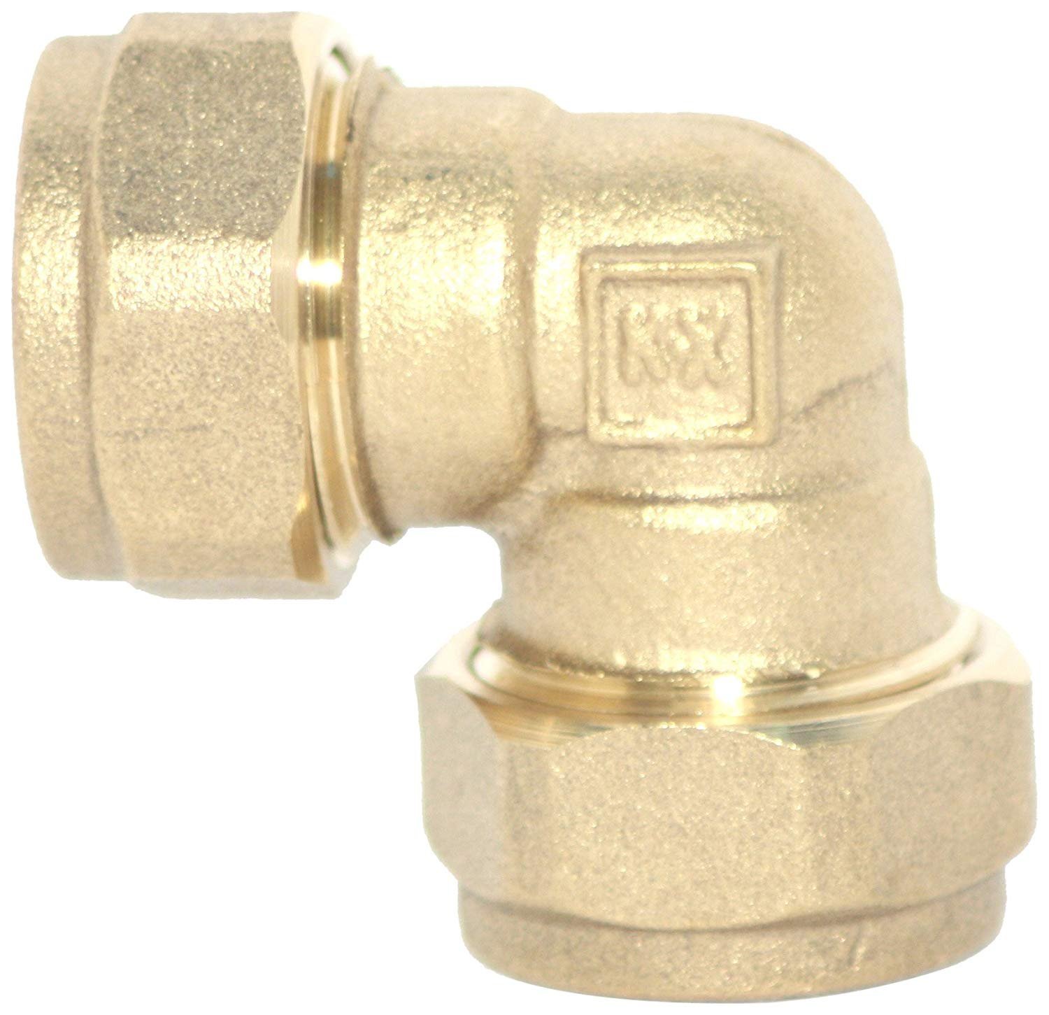 Merriway BH05699 (5 Pcs) 15 mm Brass Compression Fittings Elbow - Pack of 5 Pieces