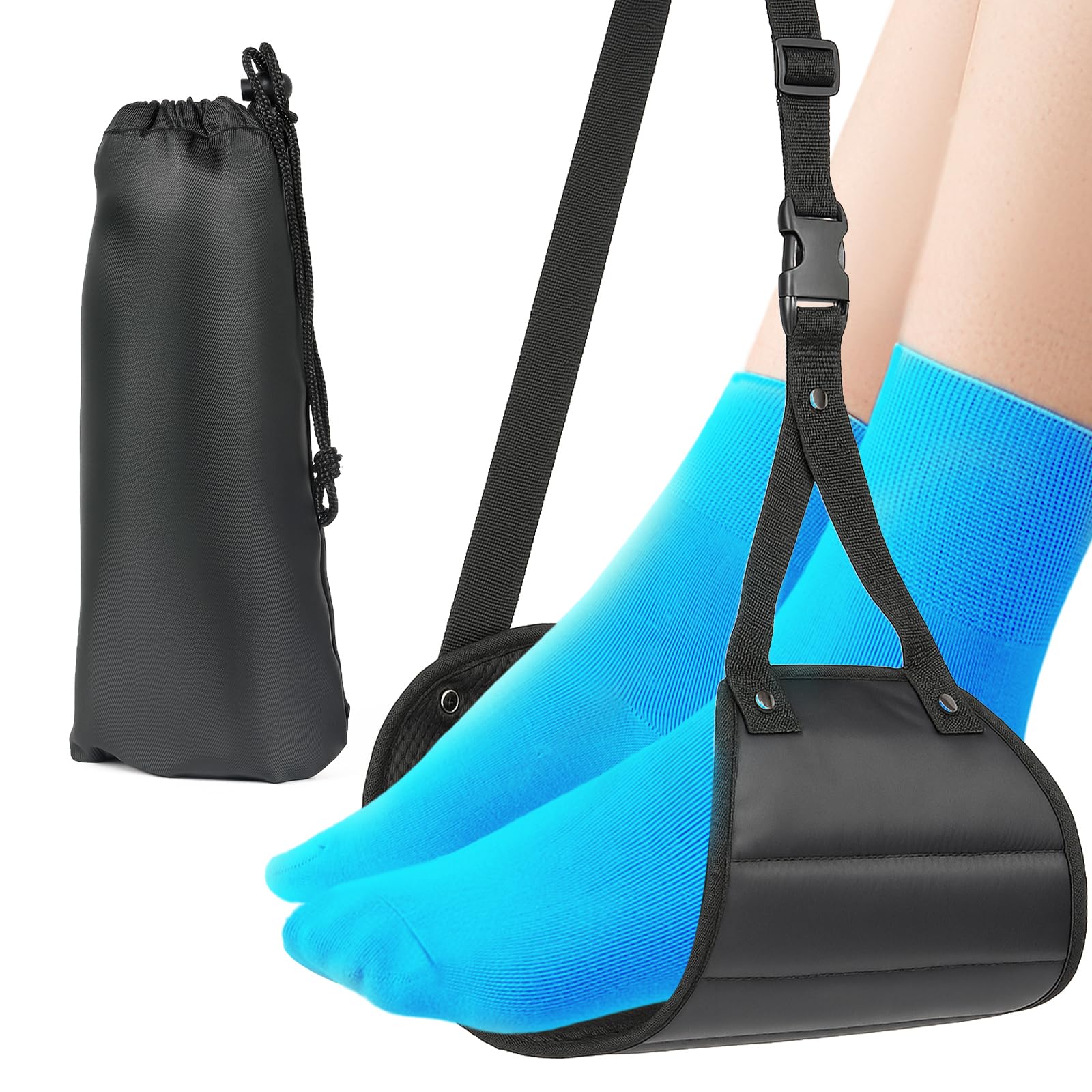 Photo 1 of Qryuvfek Airplane Travel Foot Hammock, Perfect Airplane Footrest to Relax Feet, with an Adjustable Length, Foot Hammock Essential for Relaxing During Work or Travel