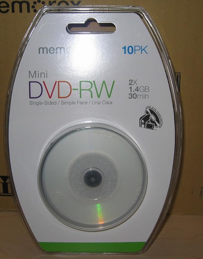 Memorex Mini Disc DVDRW 1.4 GB 20 Pack Spindle 2X 30 Min Silver Logo