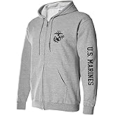 zerogravitee U.S. Marines Black Sleeve Print Full-Zip Hooded Sweatshirt