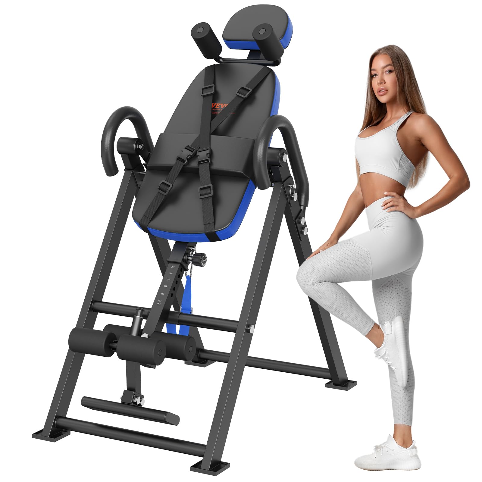 Photo 1 of ** USED ** VEVOR Inversion Table, 300 lbs Capacity Heavy Duty Inversion Table, Decompression Back Stretcher Machine, Strength Training Equipment with Headrest, Ankle Lock, Adjustable Protective Belt, Blue/Black