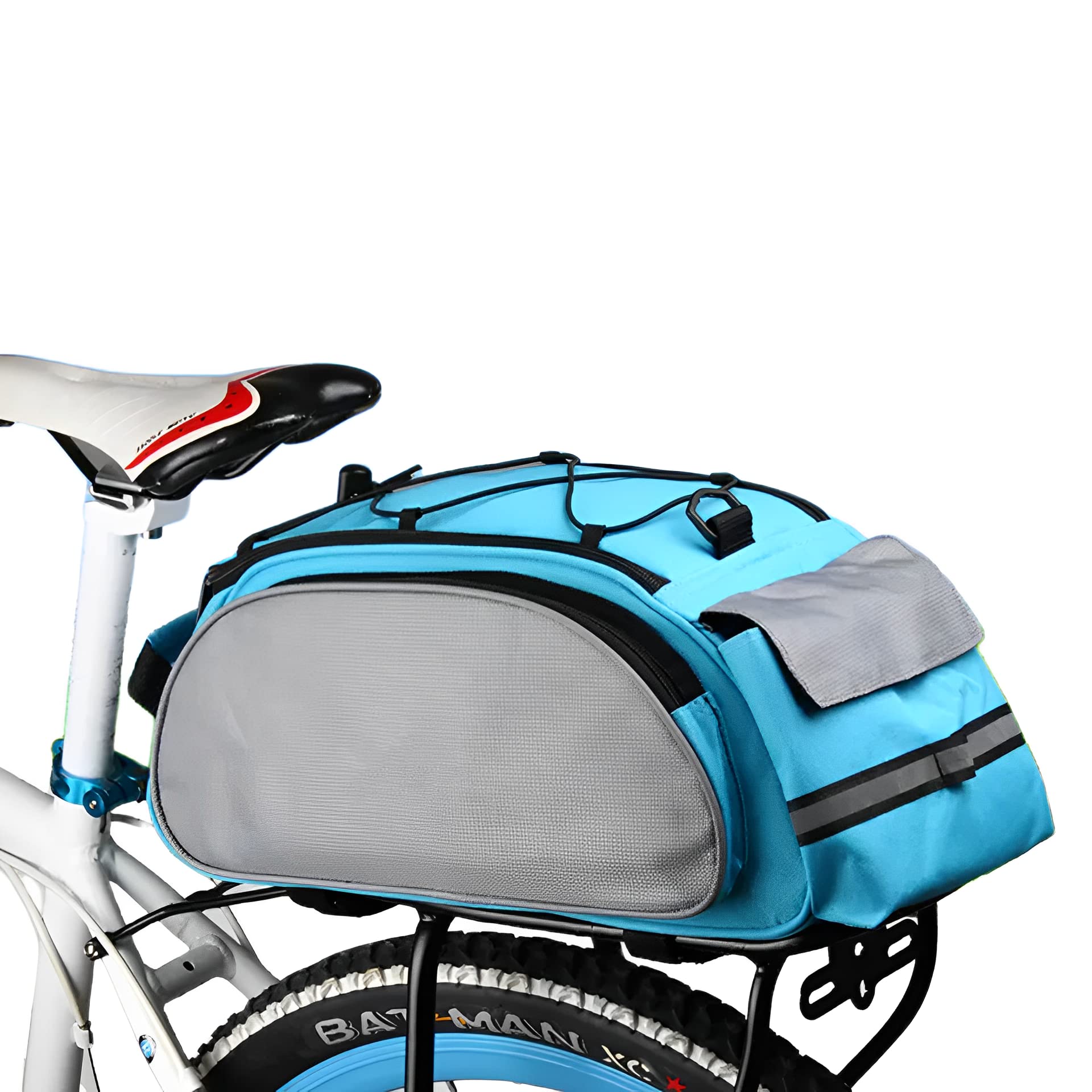 Photo 1 of SIQITECHNO Bike Rear Rack Bag Universal Bicycle Seat Bag with Removable Shoulder Strap Large Capacity Bicycle Trunk Pannier Saddle Shoulder Bags Backseat Storage Luggage Portable Cycling Bike Carrier