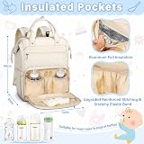 RAINSMORE Baby Changing Bag Backpack Nappy Bag with Mat White view 4