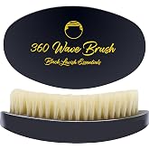 360 Wave Brush, Build Deeper Waves, Soft &amp; Hard Boar Bristle Curved Brushes (Soft Brush, Black)