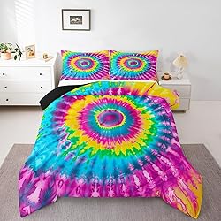 2 Piece Rainbow Tie Dye Comforter Set with 1