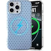 EYZUTAK Magnetic for iPhone 15 Case Compatible with MagSafe, Fashion Cute Polka Dot Phone Case Simple Chic Aesthetic Polka Dot Pattern Slim TPU Protective Cover for Women Girls - Blue