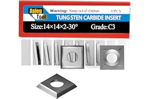 ASIEG TOOL 14mm Standard Square Straight Tungsten Carbide Replacement Cutter Inserts Knives 14mm x 14 x 2mm for Grizzly T21348 and Woodworking Spiral Helical Planer Head and DIY Wood Lathe Turning Tools 10pcs