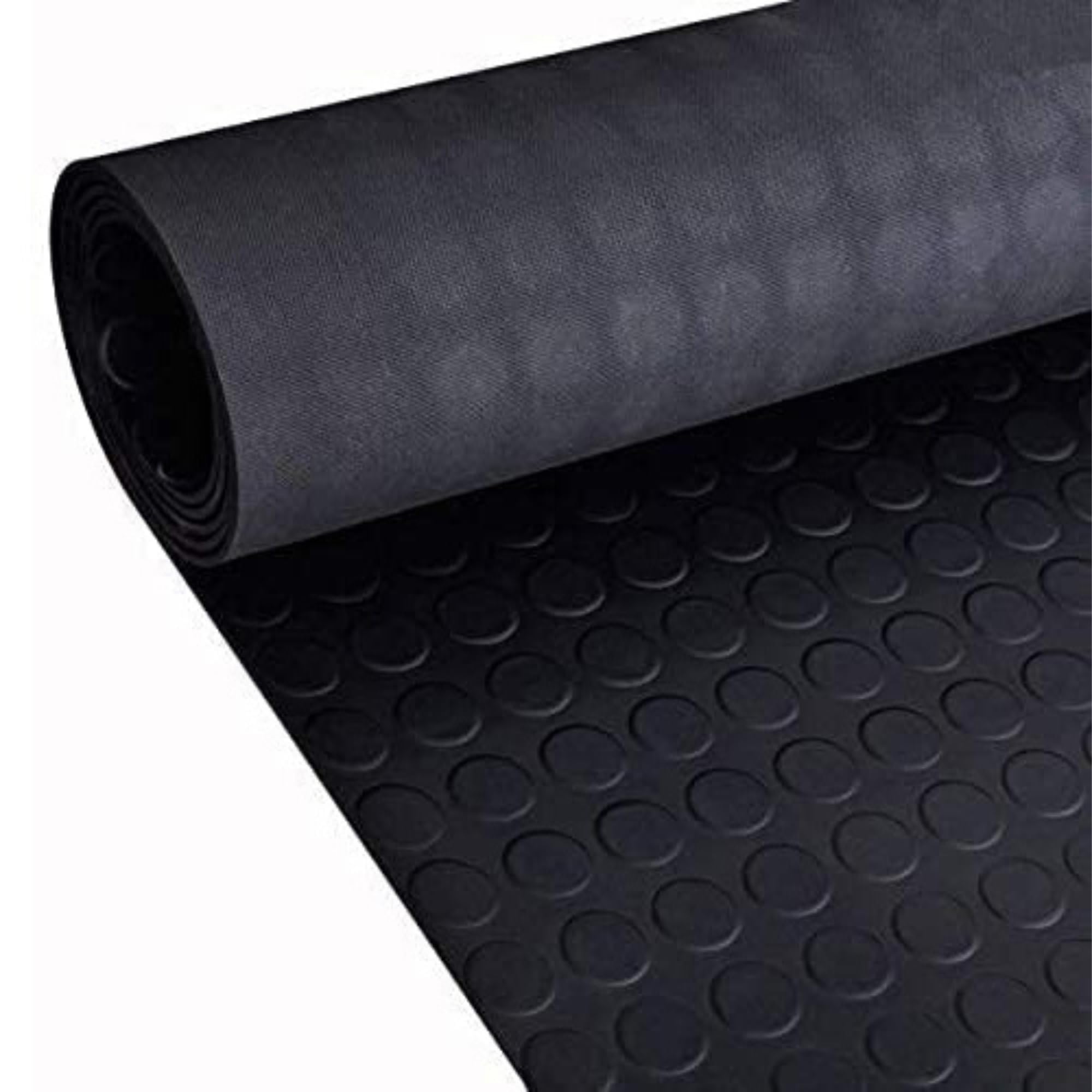Trident Coin Rubber Flooring 3mm Thick Non Slip Mats For Camper Van, Anti Slip Matting Roll For Shed, Gym, Garage & Workshop. Black Non slip Matting Roll, Length: 1M