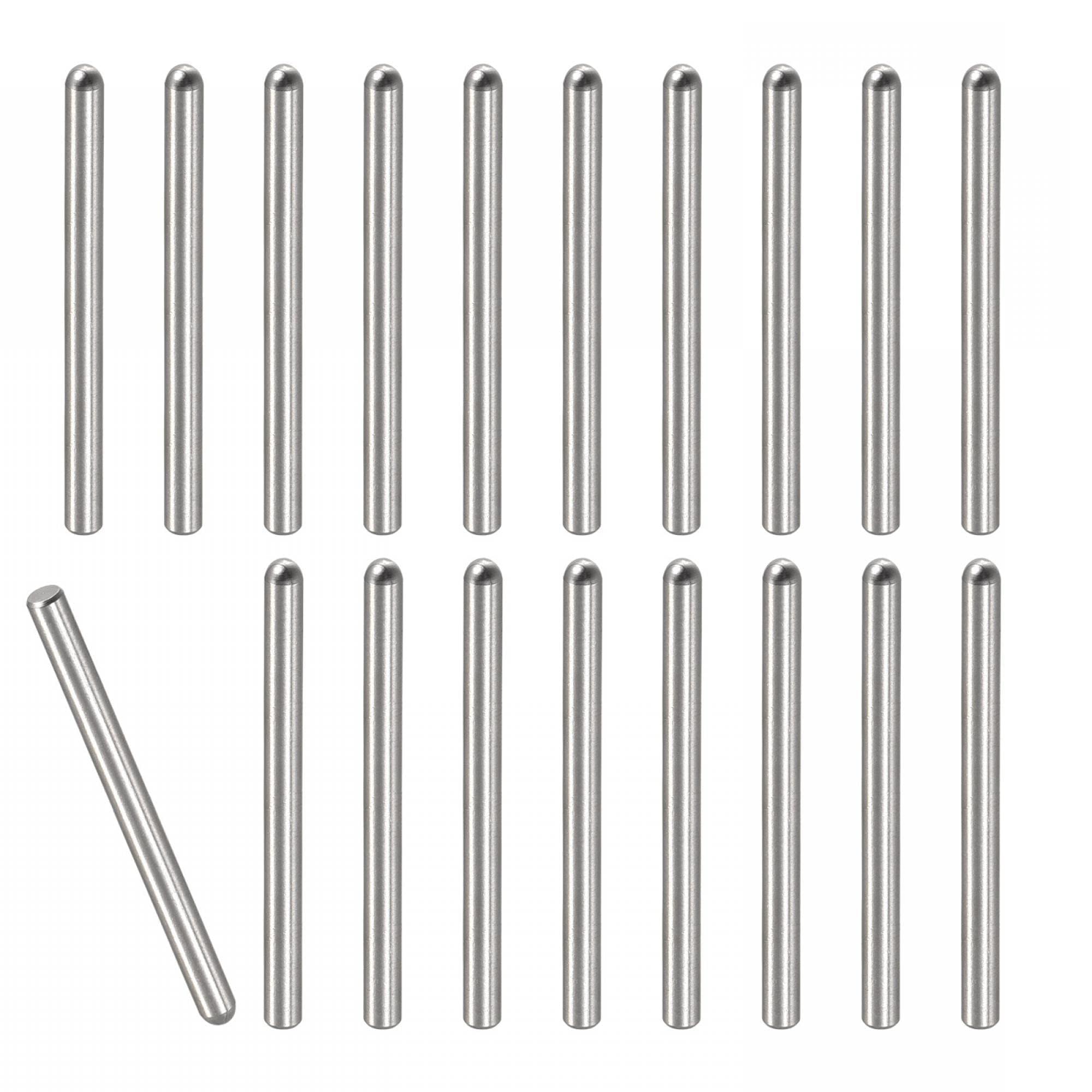 Unifizz 20Pcs 2 x 30mm Dowel Pin 304 Stainless Steel Round Head Flat Chamfered End Bunk Bed Pins Shelf Pegs Support Shelves Fasten Elements