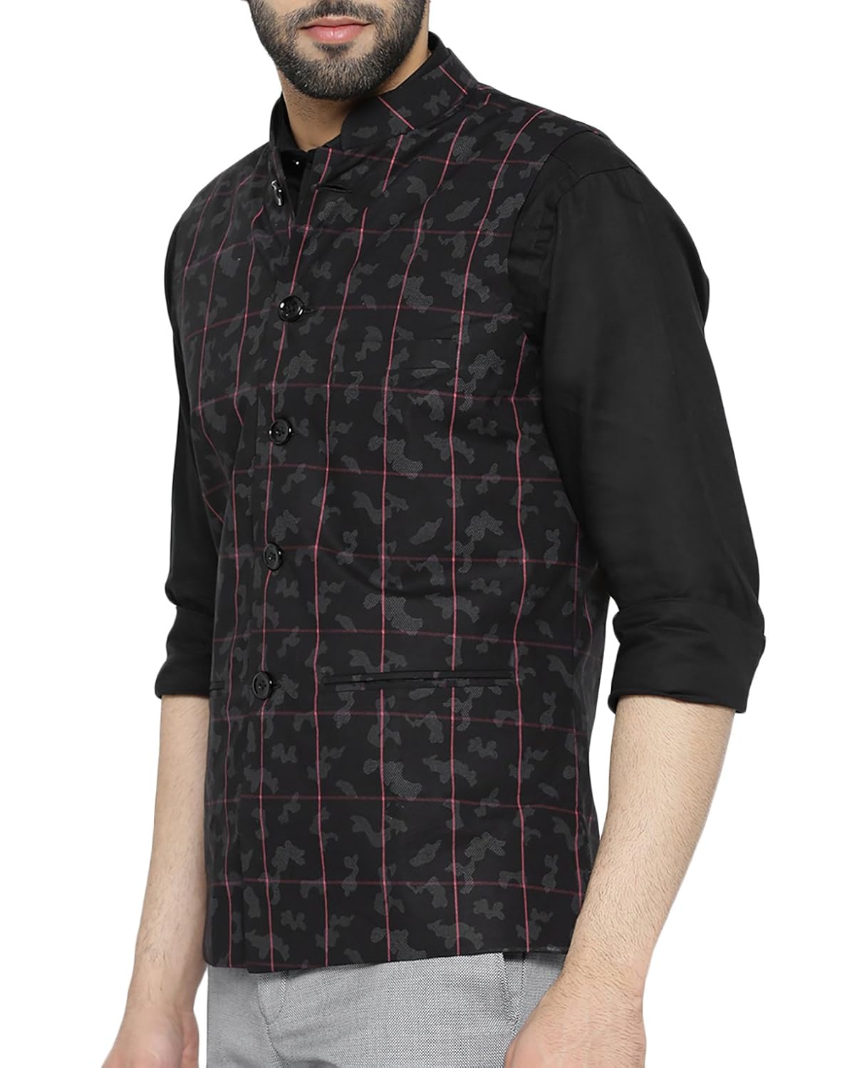 shaftesbury london men's cotton nehru jacket