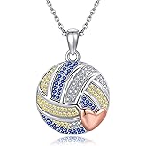 YAFEINI Volleyball Necklace Sterling Silver Ball Pendant Sport Jewelry for Women Mom