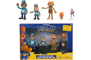Dog Man Movie Action Figures Multipack Set, Includes 2.5 Inch Scale Figures - Inspired by The Dog Man Movie Toys, Lil Petey, Petey, Chief, and Flippy!