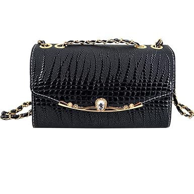 Sun Kea Sun Kea Fashion Women Leather Shoulder Handbag Small Gold Chain Quilted Crossbody Bag Satchel,Black