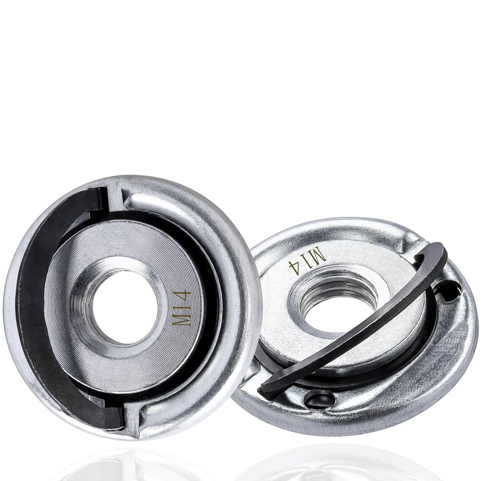 Treki 2PCS M14 Thread Angle Grinder Locking Retaining Flange Nut M14 Self Locking Plate Quick Release Nut M14 Clamping Nut Angle Grinder Locking Nut
