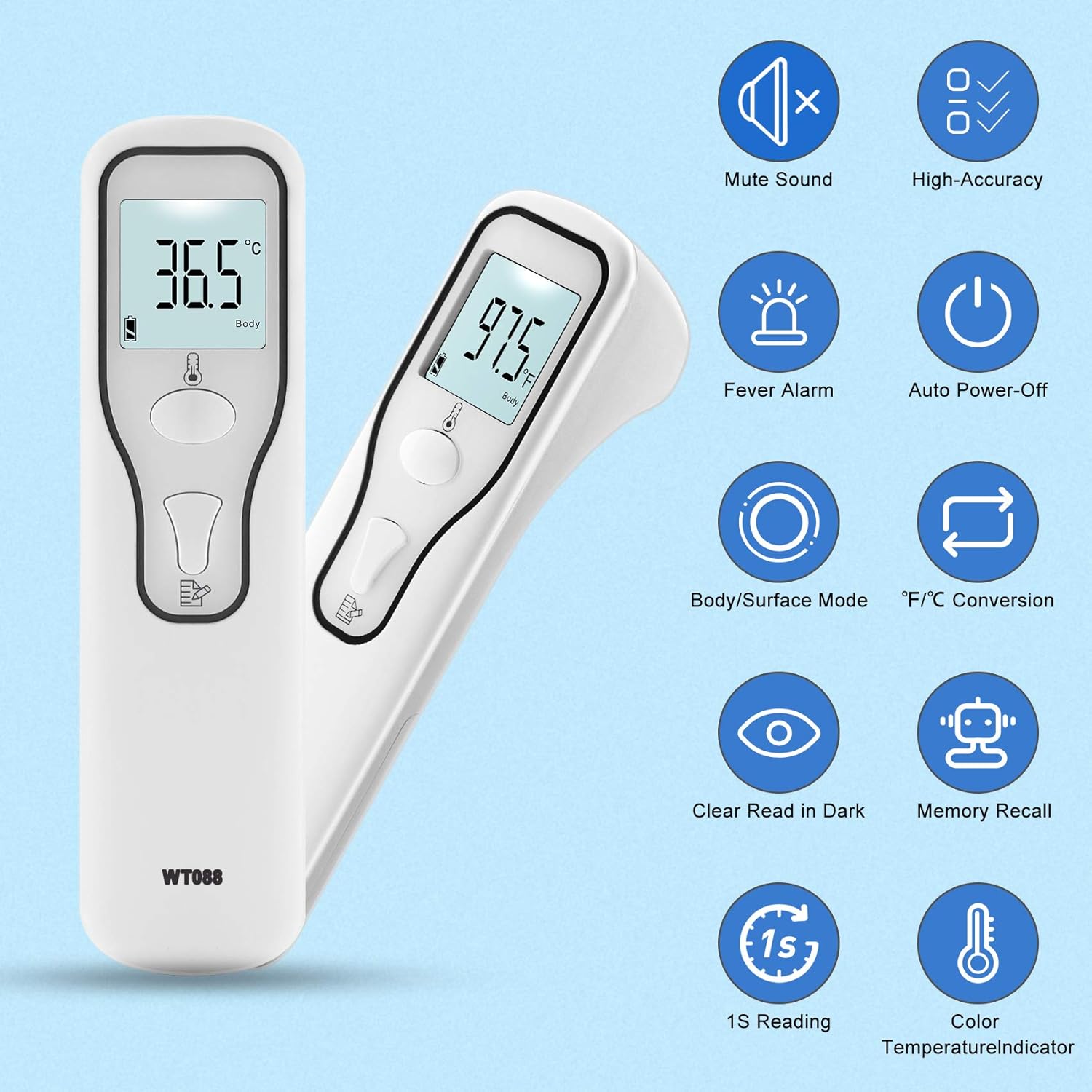 MOTORBEL Forehead Thermometer, Non-Contact Infrared Digital Thermometer for Baby, Kids, and Adults, Thermometer with Accurate Instant Readings, Infrared Body Thermometer and Memory Function: Industrial & Scientific