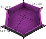 SIQUK 4 Pieces Dice Tray Hexagon Folding PU Leather Velvet DND RPG view 2