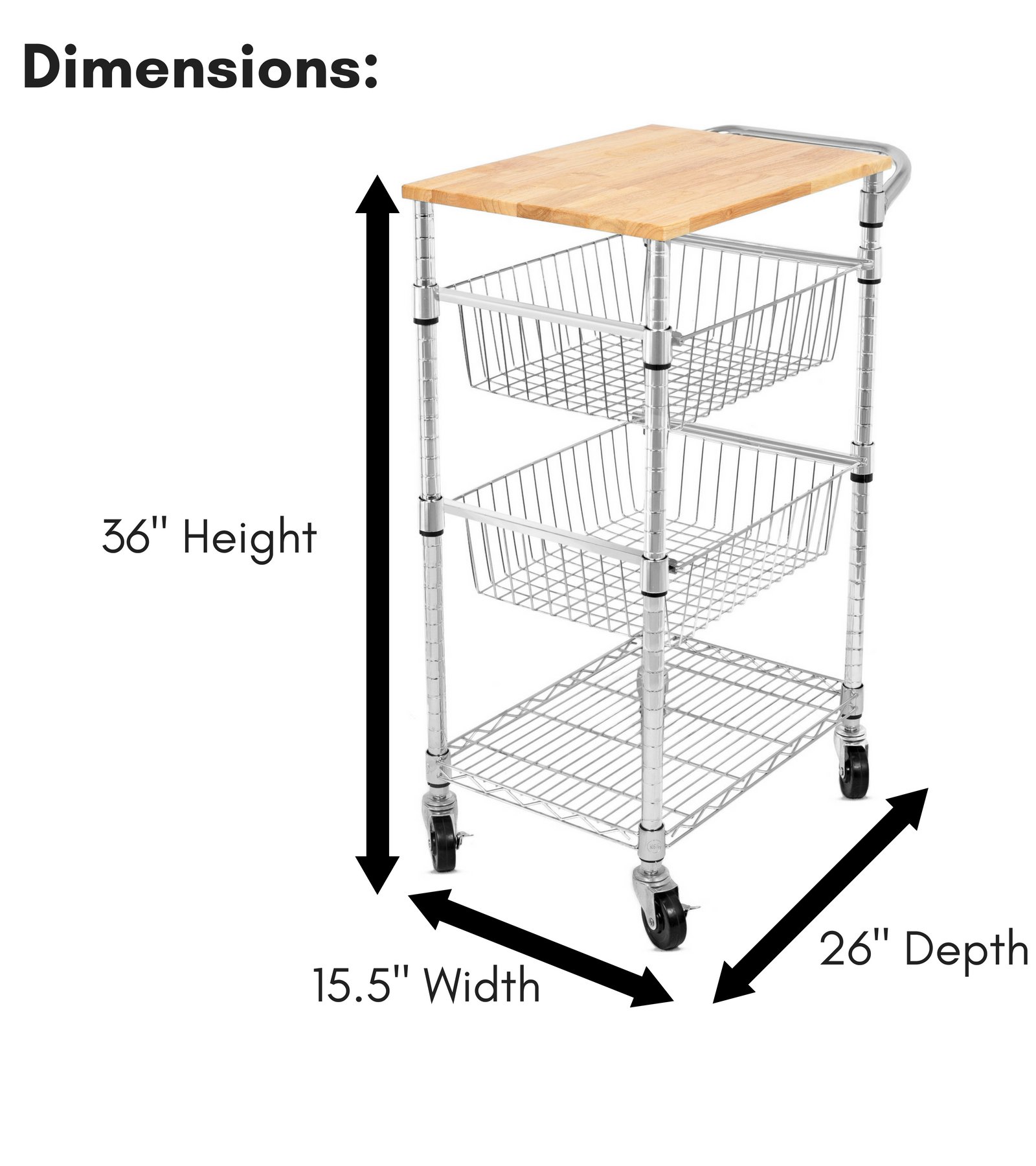 Best 3Tier Kitchen Cart with Wire Baskets Kitchen Island