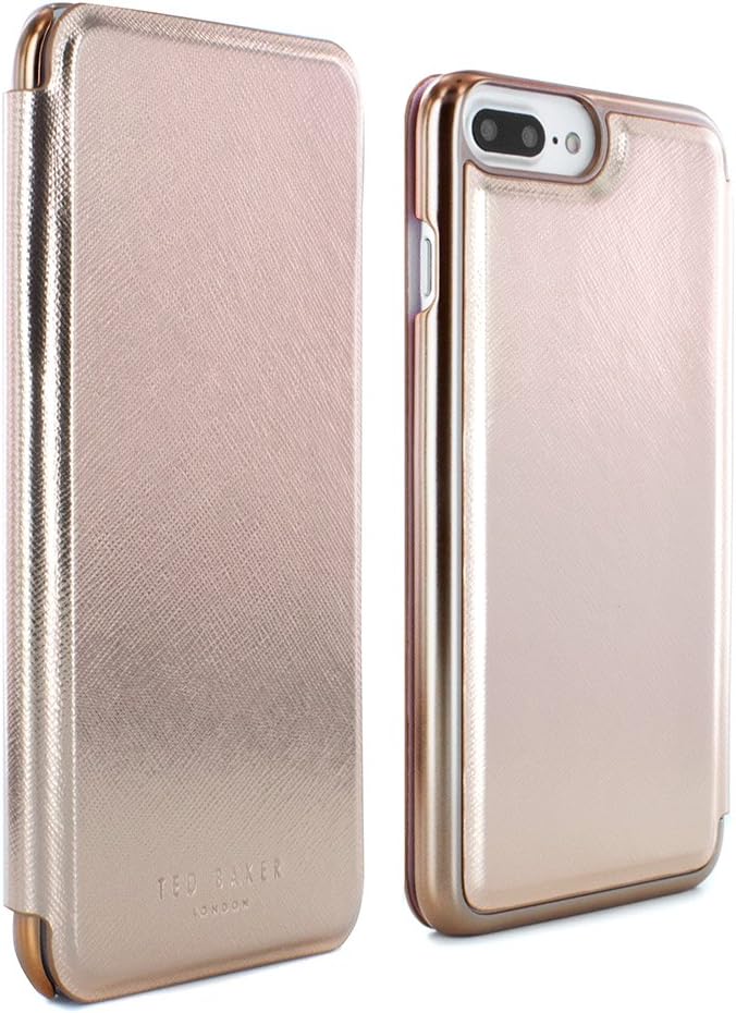 Ted Baker Official Branded iPhone 8 Plus/7 Plus Case with Rose Gold Finish with Makeover Mirror Case Gift for Wife/Mom/Girl Friend - KADIA-Rose Gold/Rose Gold