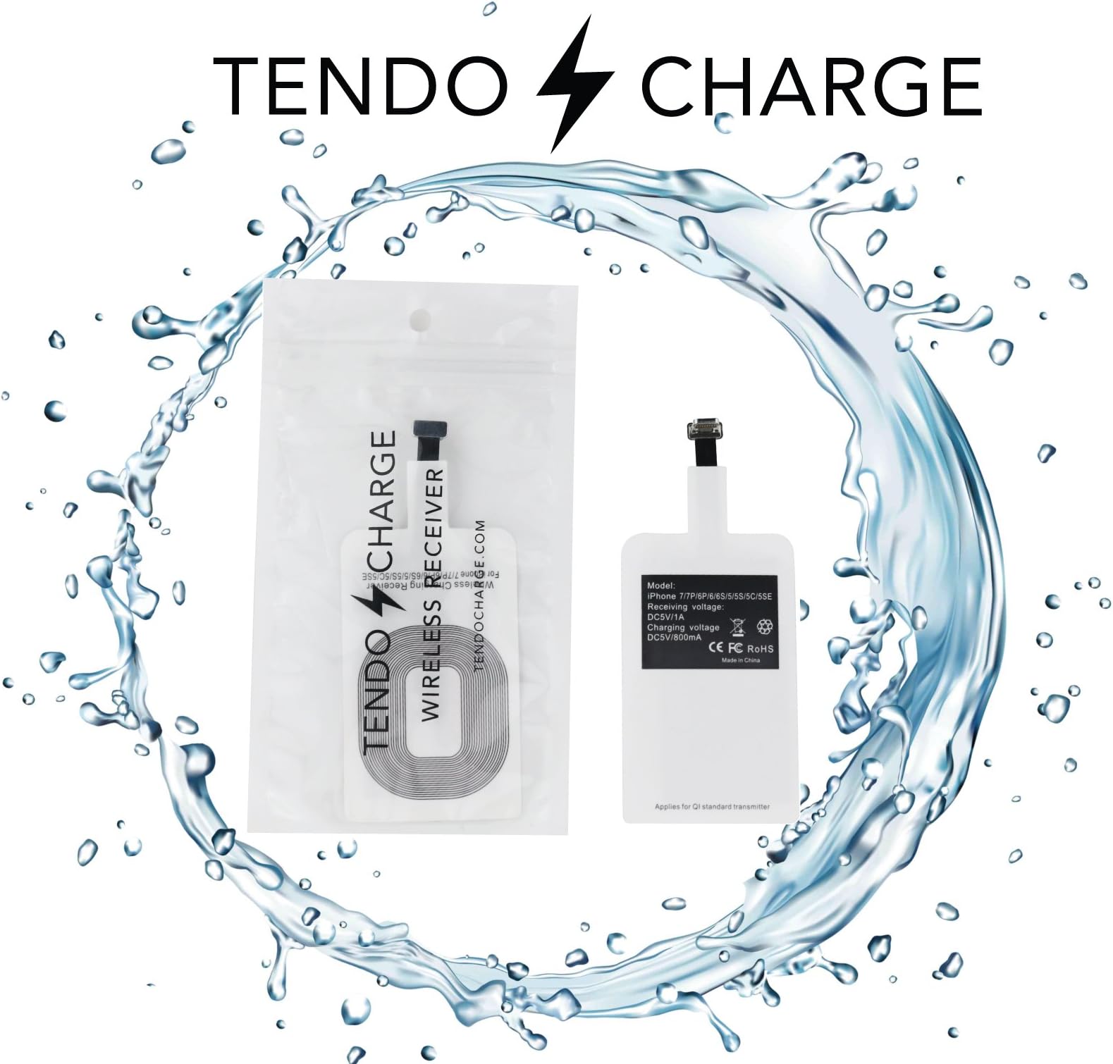 TENDO CHARGE Wireless Receiver Apple iPhone 7, 7 Plus, 6, 6 Plus, 6s, 6s Plus, 5, 5s, 5c Fast Speed Wireless Qi Charger: The Piece You were Missing,This Card Works with Any Wireless Charging Pad.