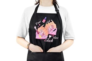 BOMOQING Adjustable Manicurist Apron, Waterproof Nail Tech Apron with 2 Pockets, Professional Cosmetics Apron