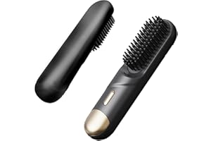 HARRFLOW 2025 New Upgraded Cordless Hair Straightener Brush 300 Million Negative Ionic Portable Hair Straightener Comb for Women with 4 Temps Fast Heating MCH Ceramic Coating Smooth Frizz - Free Hair black1